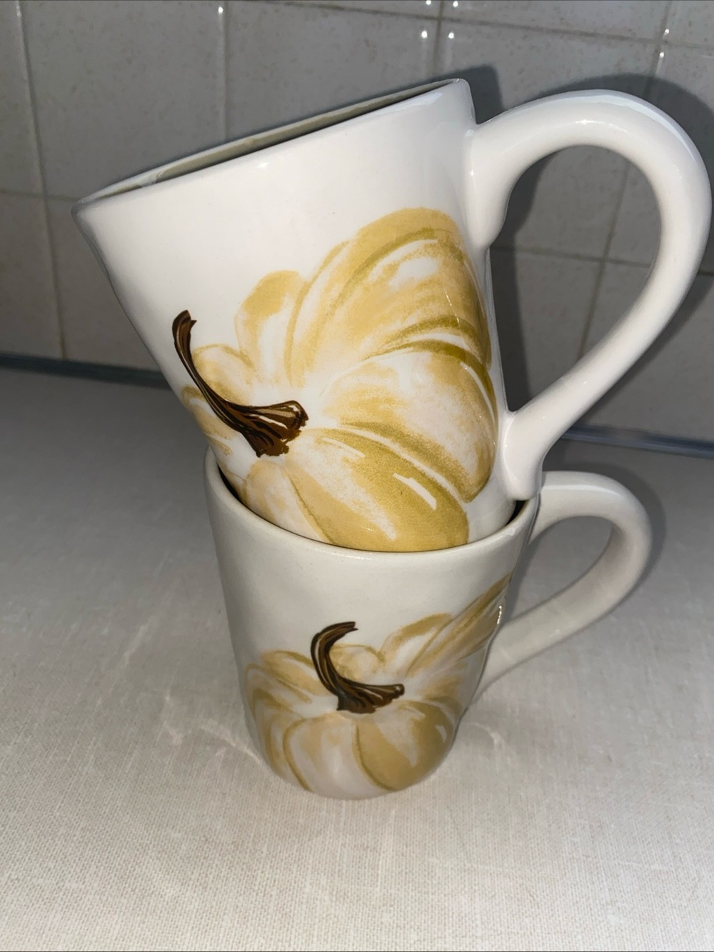 Robert Stanley Set Of 2 Pumpkin Coffee Mugs Tea Cups Autumn Fall Gourd